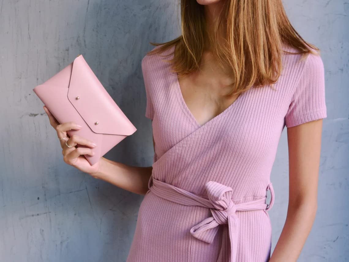Faux leather Nude Pink Envelope Evening clutch – Modesh Rigal
