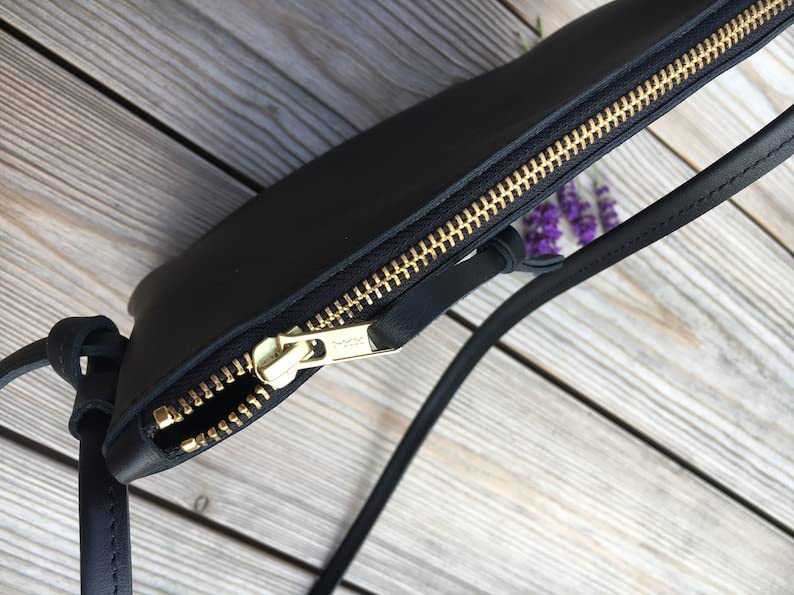 Black leather crossbody bag