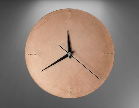 Minimalist Leather wall clock.